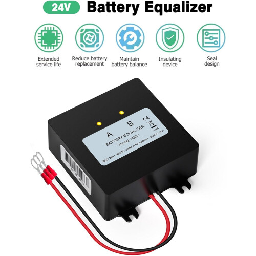 Battery Equalizer, 24V Battery Equalizer Balancer Solar System Battery Balancer 2x12V for Lithium Lead-Acid Batteries 2
