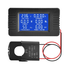 LCD Digital Ammeter Voltmeter AC 80-260V 100A, 6-in-1 Power Meter Panel for Home Electricity Meter, Open Energy Meter CT Power Meter