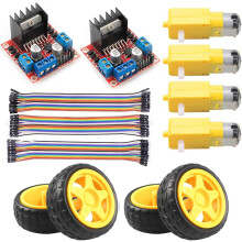 L298N Dual-H-Brücken-Schrittmotortreibermodul mit Gleichstrommotor und Smart-Car-Rad, kompatibel mit Arduino