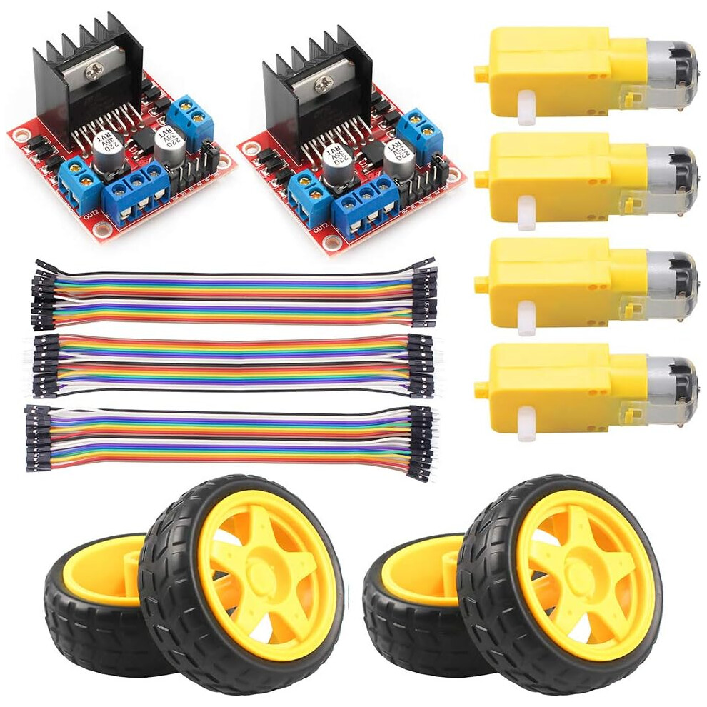 L298n Dual H-Bridge Stepper Motor Driver Module With Dc Motor And Smart Car Wheel, Compatible With Arduino 4027070138538