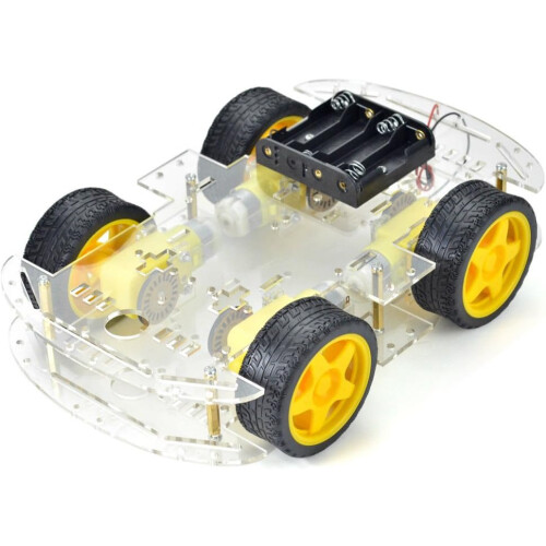 Motor Robot Car Battery Box Chassis Kit Intelligent Speed Encoder for Arduino - Four Tires