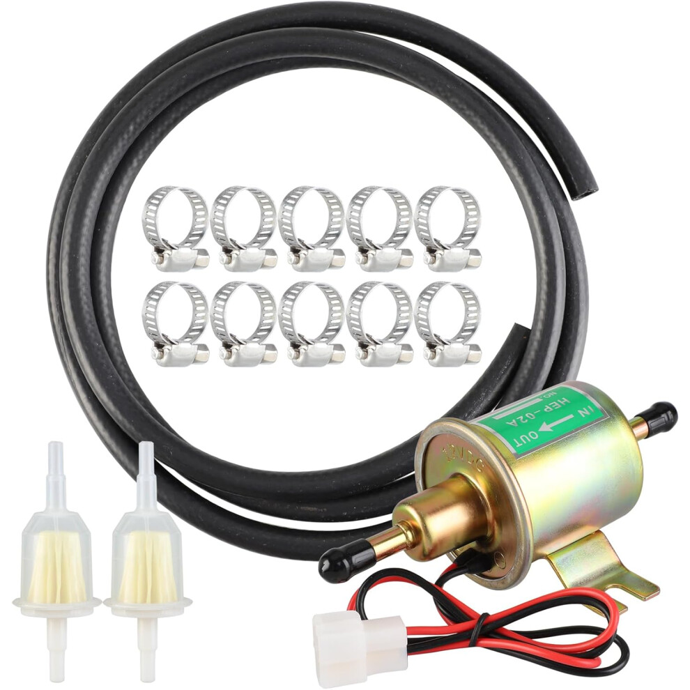 Universal 4-7Psi 12V Electric Fuel Pump With Fuel Hose And Stainless Steel Clamps, Hep-02A, Diesel Pump, Gasoline Pump 4027070132857