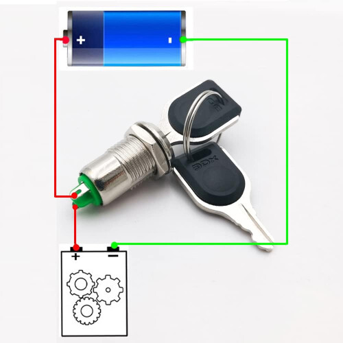 12mm Metal Key Lock Switch Ignition/Stop Key Lock Switch Maintained Key Lock Switch (Pack of 5) 2