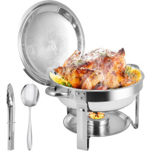 6QT Stainless Steel Buffet Chafing Plate Set with Lids, Food Warmers for Party Buffets, Buffet Servers and Home Food Warmers