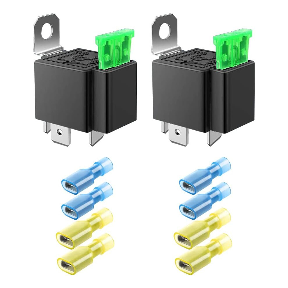 2 Pack 30A 12V Dc Spst Fuse Relay Car Truck - 30A Ato/Atc Relay Switch (8Pcs Nylon Terminals), 4 Pins 4027070138361