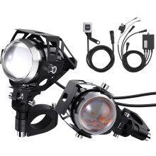 2 stuks motorkoplampen - U5 LED-motorkoplampen met kabels en aan/uit-schakelaar, 3000 lumen, 360 verstelbaar, IP65 waterdichte mistlampen voor 1