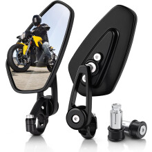 Motorfietsspiegels, universele 7/8 inch holle stuureindspiegels, hoge resolutie, explosiebestendig. Opklapbare spiegel met bolle lens, motorfiets