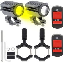 stuks LED-motorfietskoplampen, 4 standen grootlicht/dimlicht geel wit 6500K waterdichte extra koplamp voor tractor, vrachtwagen, ATV, UTV, SUV, b