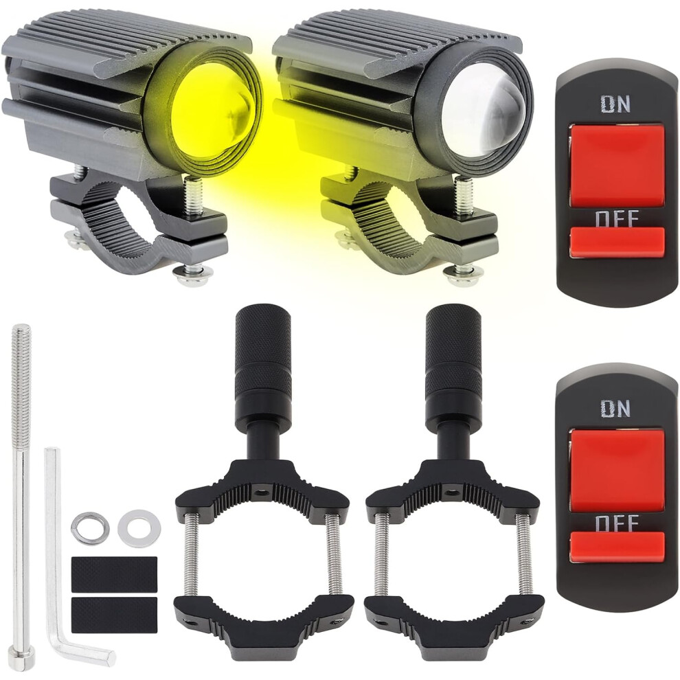 2Pcs Led Motorcycle Headlight, 4 Modes Hi/Lo Beam 6500K Waterproof Auxiliary Headlight For Tractor Truck/Atv Utv Suv/Boat 9V-85V ( 2P Yellow/White/Gray 4027070134325