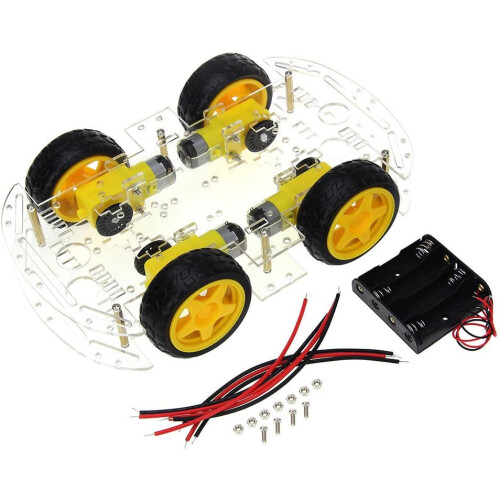 Motor Robot Car Battery Box Chassis Kit Intelligent Speed Encoder for Arduino - Four Tires 2