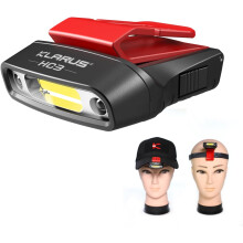 Lampe frontale LED rechargeable HC3 avec clip, rotative, à fixer sur une visière, avec lumière rouge mains libres, idéale pour la pêche, la cours