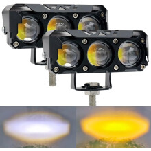 Tweekleurige geel/witte LED-mistlampenbalk voor motorfietsen, 2 stuks, rijverlichting, hulplampen geschikt voor vrachtwagens, motorfietsen, ATV's