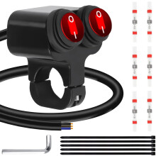 ATV-lichtschakelaar, dubbele bediening, noodstopknop op het stuur, waterdichte rode 12V CNC-gefreesde universele 22 mm 7/8 inch mistlichtschakela