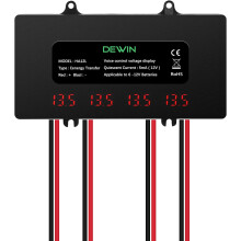 Batterij-equalizer, 48V batterij-equalizer met digitaal display, batterijbalancer voor 4 x 12V lithium- en loodzuuraccu's