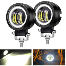 Paire de phares antibrouillard LED tout-terrain Angel Eyes DRL ronds de 3 pouces, 6000K, 80W, 8000lm, 10-80V DC, projecteur LED à lumière blanche
