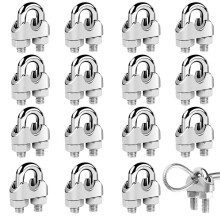 M6 Cable Ties, 16 Pcs U Bolt Stainless Steel Cable Clips for Securing Cables, Connecting Clotheslines to Visors (304 Stainless Steel)