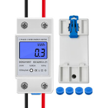 Electricity meter, single-phase two-wire power consumption meter, digital LCD 220V 5 (80) A 50/60Hz, power consumption meter with DIN rail mounting