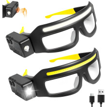 LED-bril (1 stuk), oplaadbare koplamp met bewegingssensor en aanraakbediening, 5 standen, USB-C-verlichting, ideaal voor hardlopen, kamperen, vis