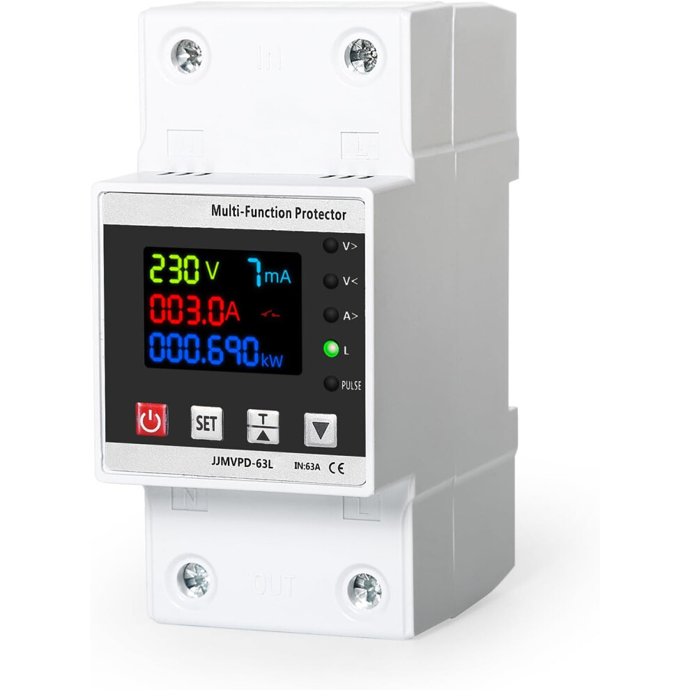 Energy Meter, Electricity Meter, Intelligent Recloser Protector On Circuit Breaker Switch, Overvoltage/Undervoltage Protector, 63A Ac 230V 4027070137500