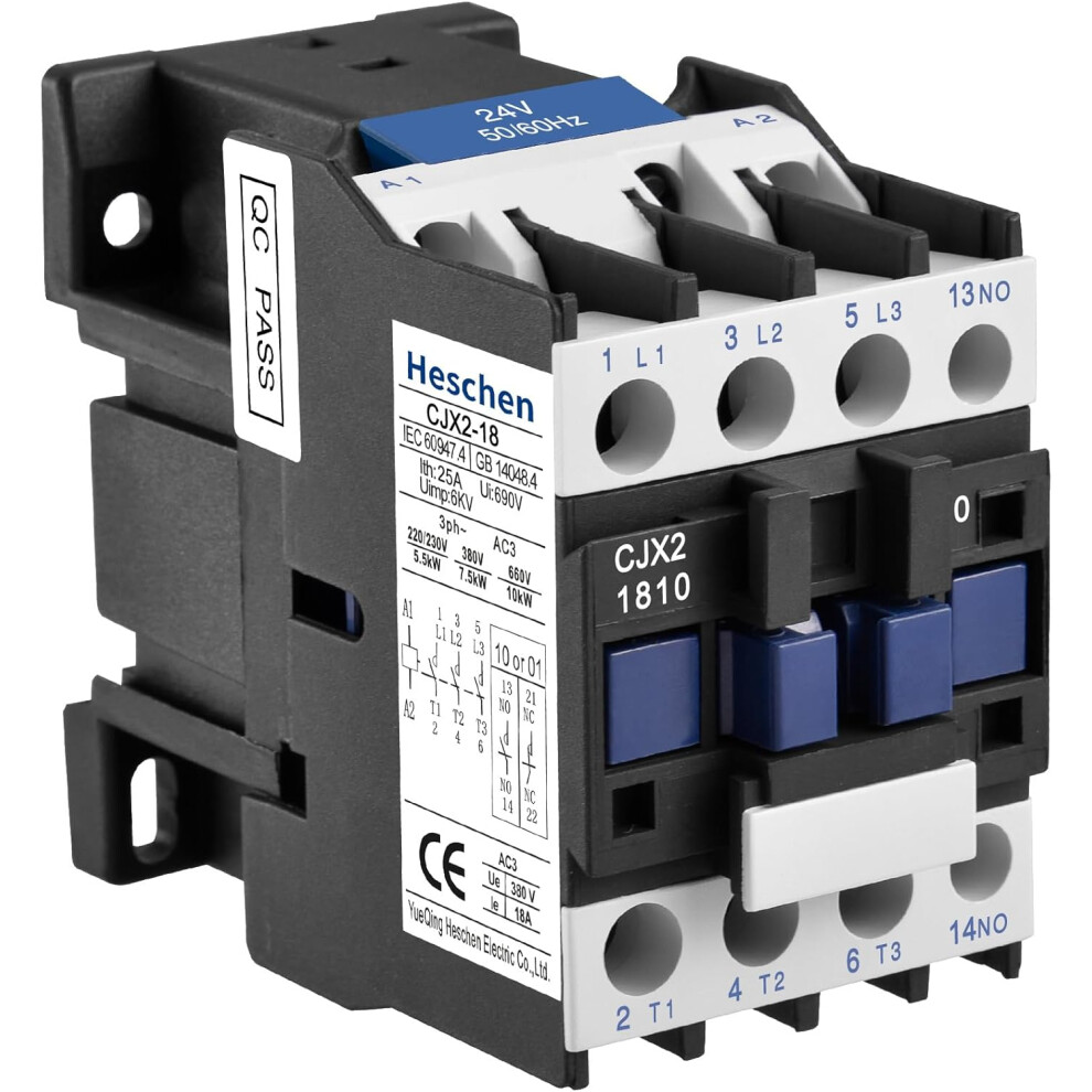 Ac Contactor Cjx2-1810 24V 50/60Hz 3P 3-Pole Normally Open Coil Ie 18A Ue 380V 4027070138194