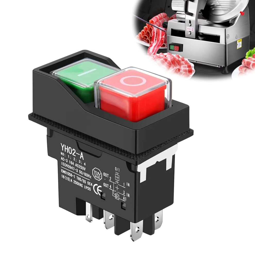 Kjd17 250V 16A Switch, 5-Pin Machine Switch, Push Button Switch, Electromagnetic Switch For Workshop Machinery 4027070138118
