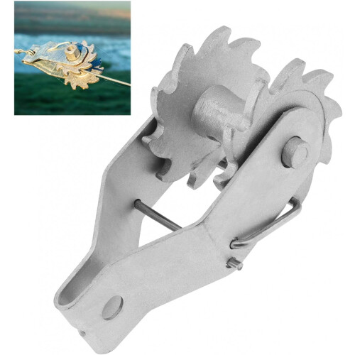 Robuuste inline draadspanner voor elektrische afrasteringen, handige ratelspanner.