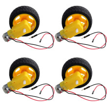 Mini-Gleichstrom-Elektro-Doppelwellengetriebe TT-Motor Kunststoffreifen Rad DC 3-6V für Arduino 1:48 Smart Car Roboter (4 Sets)