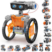 Zonne-robot, 15-in-1 op zonne-energie en dubbele batterij, doe-het-zelf cadeau, speelgoedrobot voor kinderen, STEM-bouwset voor jongens en meisje