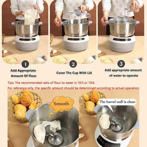 5L Stand Mixer with LCD Display, Large Capacity Dough Mixer with Constant Temperature Fermentation 2