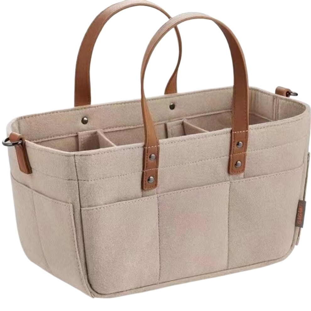Baby Diaper Caddy Portable Diaper Organizer Foldable Nursery Caddy Felt Bag Khaki For Changing Table