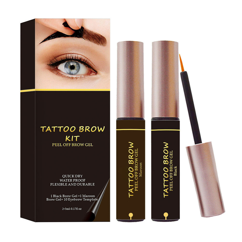 Brown Eyebrow Gel Peel Off, Hypoallergenic Ingredients Ensure Buildable Coverage For Your Semi-Permanent Brow Makeup, Long Lasting Up To 3 Days,
