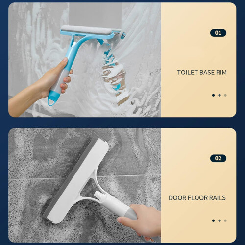 Double Sided Glass Shower Squeegee Handheld Multifunction Cleaner For Kitchen And Bathroom Yellow 1