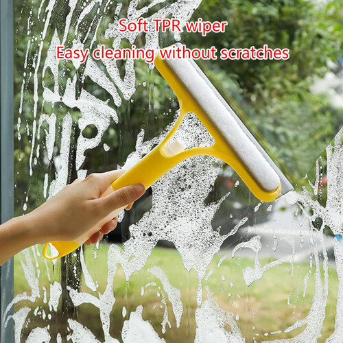 Double Sided Glass Shower Squeegee Handheld Multifunction Cleaner For Kitchen And Bathroom Yellow 2