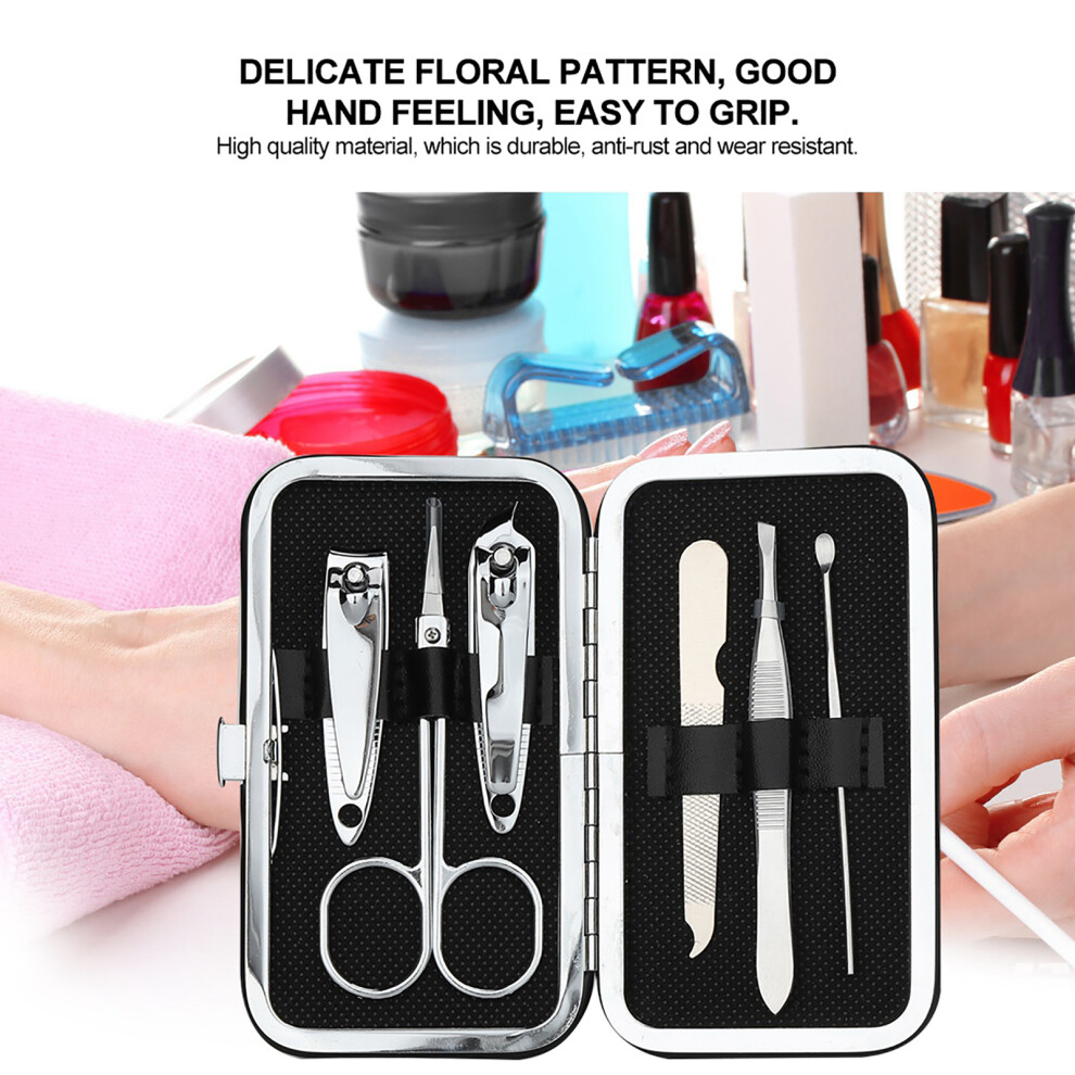 6Pcs Manicure Set with Nail Clippers & Tools, Portable, 10.7x6.5cm