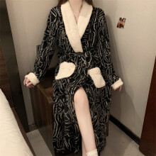 (Y318, M) Women's Flannel Robe Long Sleeve Bathrobe Thick Winter Warm Fleece Sleepwear Cozy Home Loungewear
