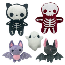 (Black Skull,Standard Packaging)Mini Ghost Plush Toy, Halloween Ghost Stuffed Animal, Cute Spooky Plushie for Kids, Soft and Cuddly, Party Decorations