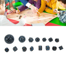 Role Playing Games 15Pcs Polyhedral Dice Set Black Blue D3-D100