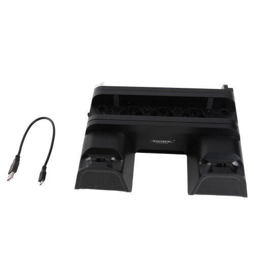 Multifunctional Game Console Fan Base Stand with Disc Storage & Dual Charger 1