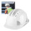 Construction Safety Helmet ABS Ventilated White with Reflective Stripe, Adjustable 15