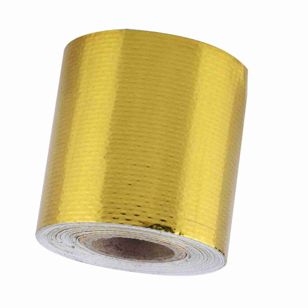 Reflective 5M X 5Cm Aluminum Foil Adhesive Heat Wrap Golden 3011377848376