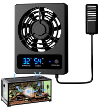 Reptile Fan Intelligent Temperature Meter For Reptile Cage With LED Display Low Noise Ventilation Amphibians Fahrenheit
