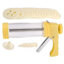 Cookie Press with 16 Discs and 6 Icing Tips Stainless Steel Biscuit Maker Set for Baking