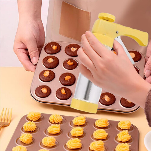 Cookie Press with 16 Discs and 6 Icing Tips Stainless Steel Biscuit Maker Set for Baking 2