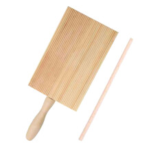 Wooden Gnocchi Board and Pasta Paddle Set with Ergonomic Handle for Easy Dough Shaping