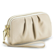 Wristlet Clutch Bag For Women Versatile Lady Wallet With Contrast Color Real Zipper Key Ring Chain Coins Pocket Purse