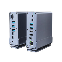 15in1 Docking Station TripleDisplay 4K@60Hz USBC Hub, 100W PD Charging, Gigabit Ethernet, DP Port Aluminium