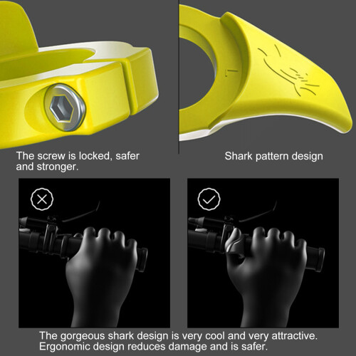 Bike Handlebar Secondary Rest with Lock Ring, Yellow, 66mm 2