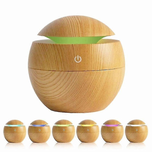 (Light Wooden) Aroma Oil Diffuser 130ml Usb With Led For Home Bed 2