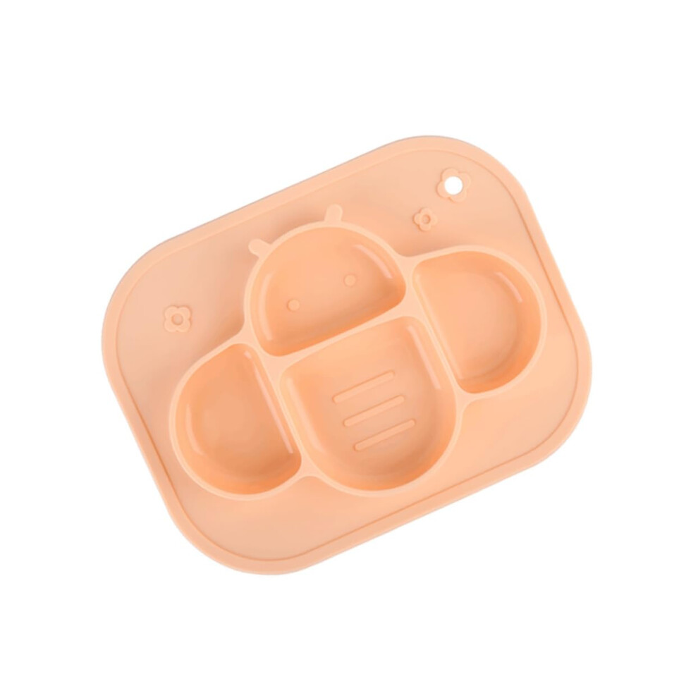 Silicone Baby Plate With Nonslip Suction Base, Easyclean Divided Design, Bee For Toddlers Orange