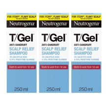 Neutrogena T Gel Scalp Relief Anti-Schuppen Shampoo 3 x 250 ml Reduziert Schuppen, Juckreiz und Trockenheit